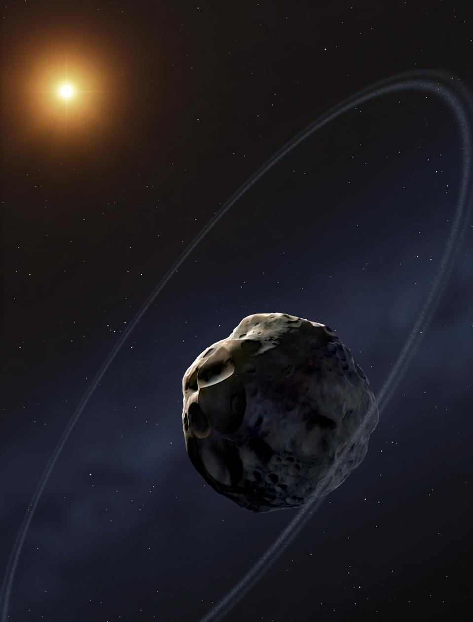 Ringed asteroid Chariklo, artwork