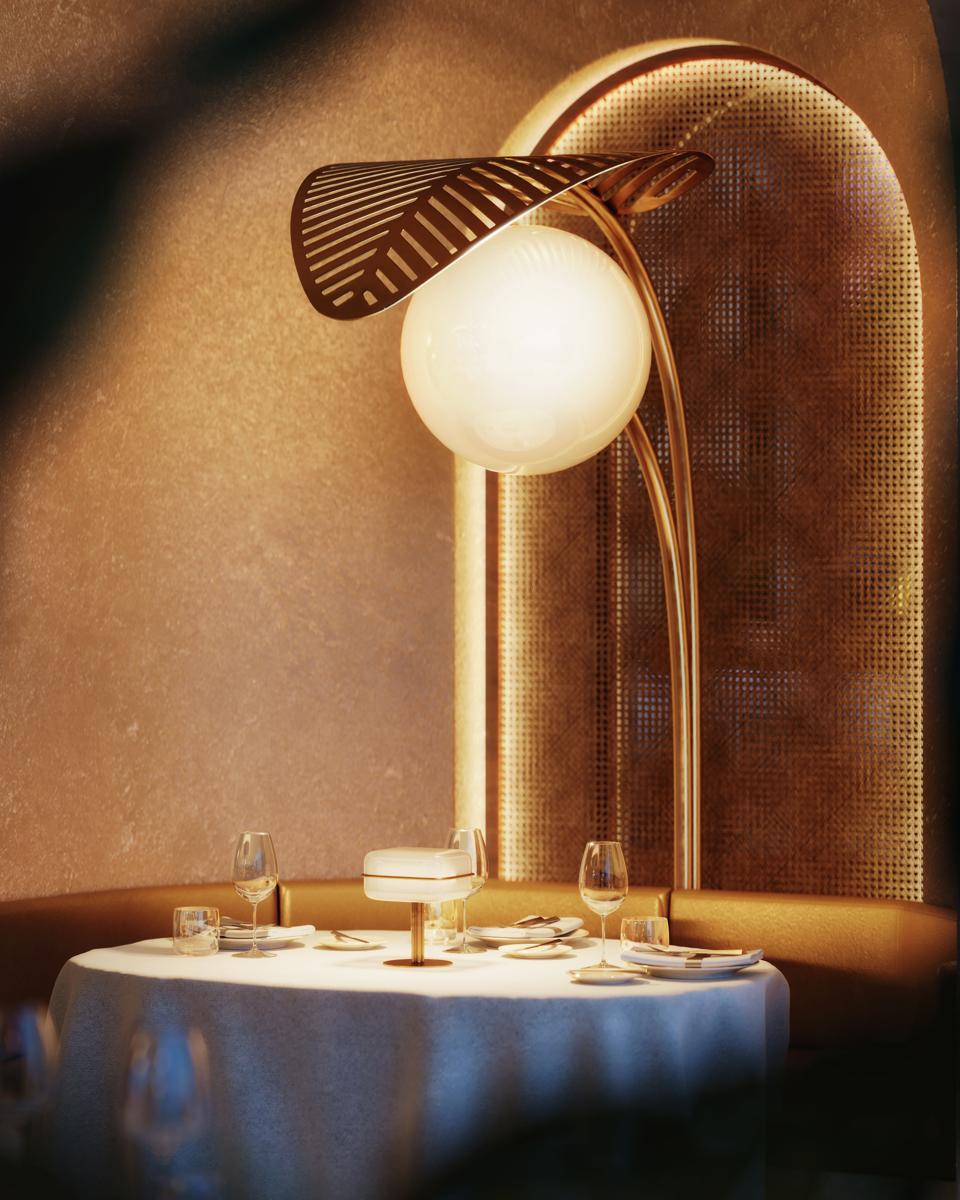 A rendering of the dining room at Café Boulud Beverly Hills