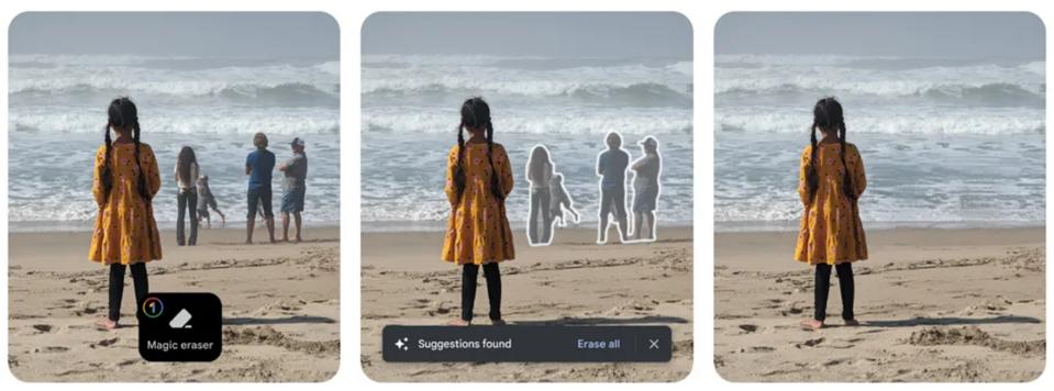 Google's Magic Eraser tool helps you remove distracting elements from your photos automatically.
