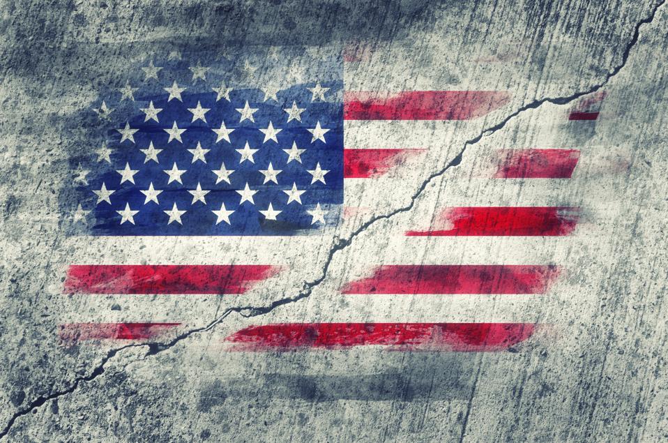 American flag painted on a wall