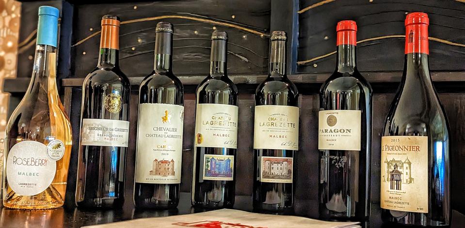 Lineup of Château Lagrézette wines