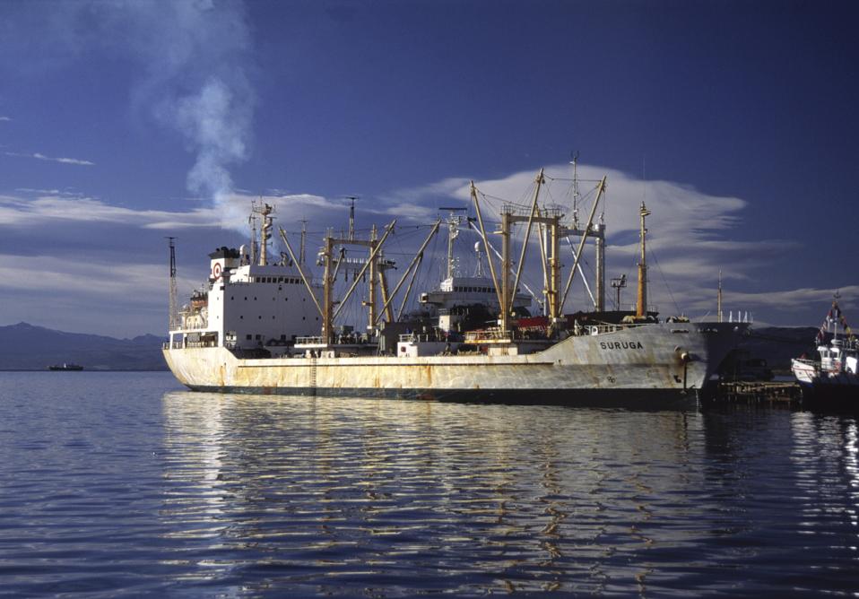 Freighter - harbour of Puerto Deseado - region of Patagonia - Argentina
