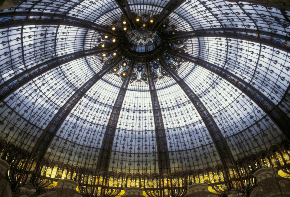 The vast glass dome on top of the Paris Galleries Lafayette