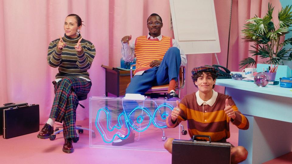 Woo's No Wrong Answers TV format show with David Larbi, Callum Mullin and Klaudia Fior. 