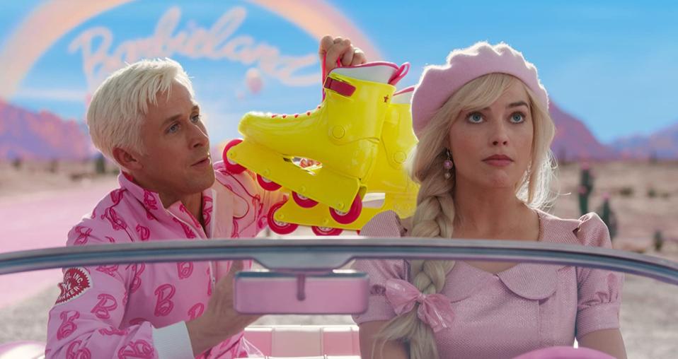 Margot Robbie and Ryan Gosling in the live-action ″Barbie″ movie