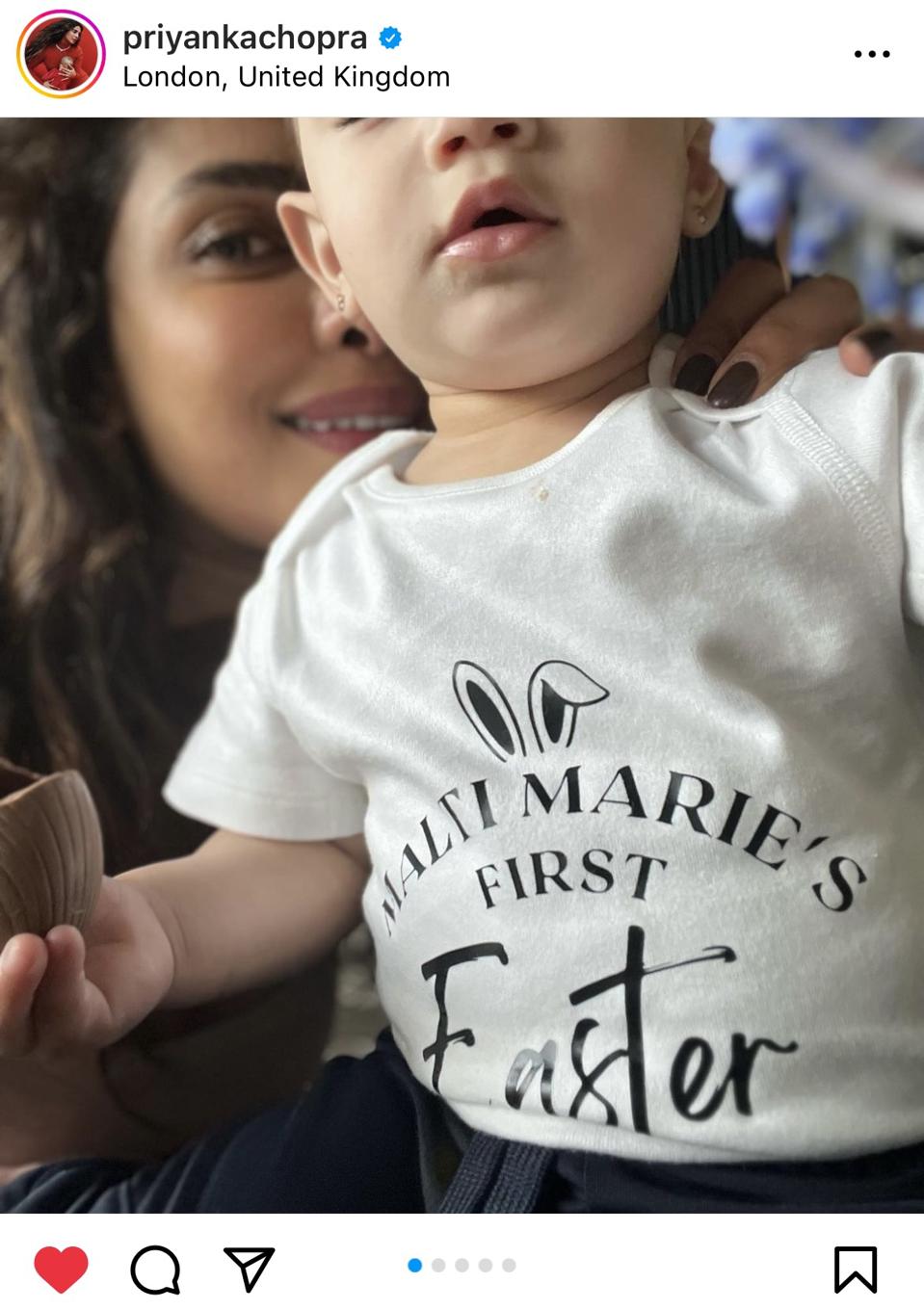 Priyanka Chopra Jonas with her daughter Malti Marie.