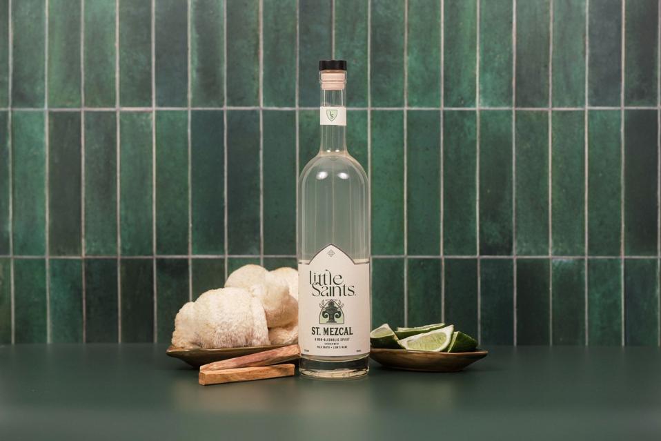 Little Saints St. Mezcal with lion's mane mushrooms, palo santo sticks, and lime.