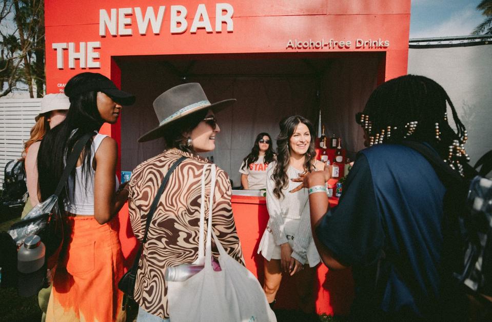 Festival goers at The New Bar.