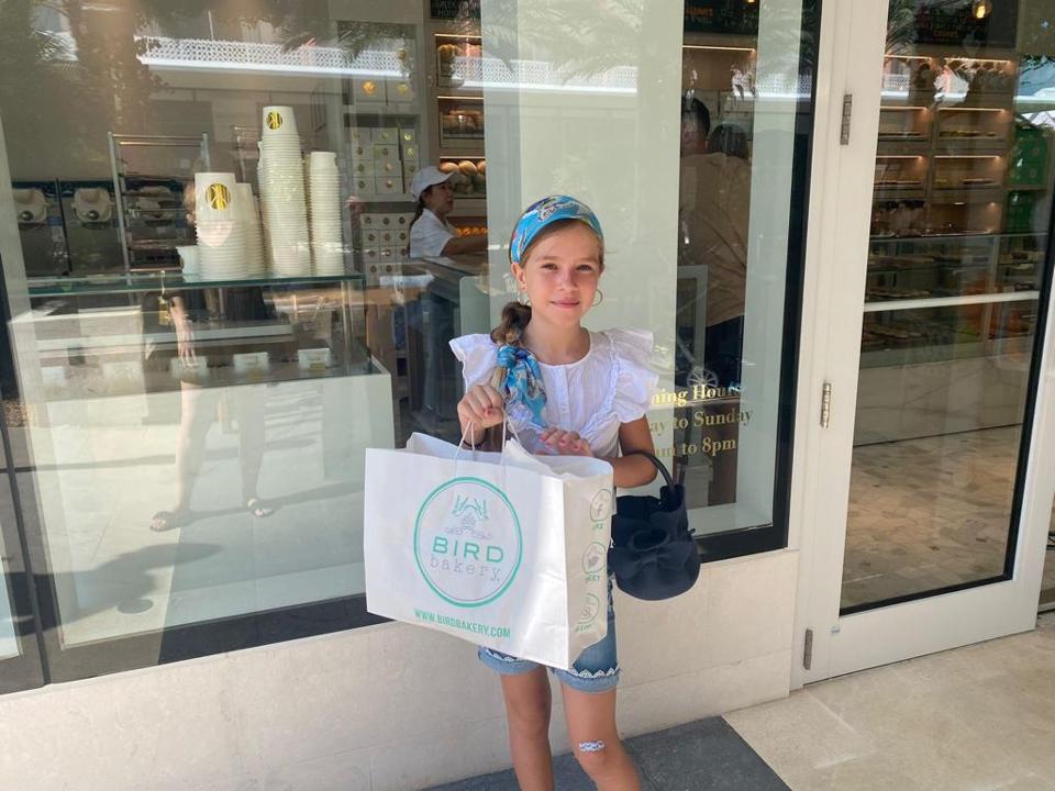A young fan of BIRD Bakery in the Cayman Islands
