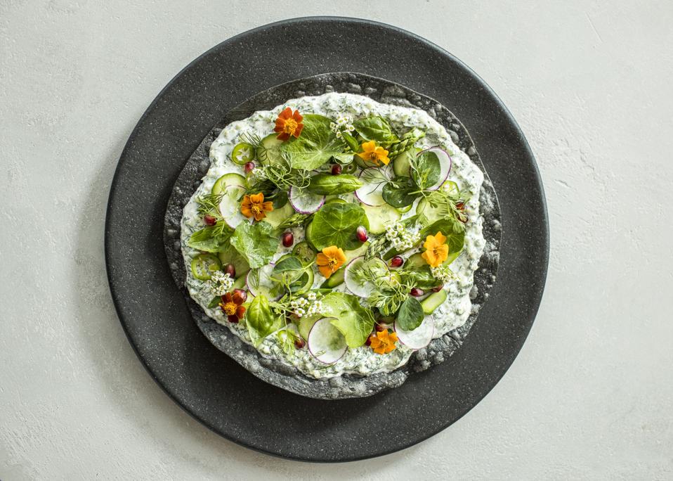 Tlayuda with tzatziki and market veggies at elNico