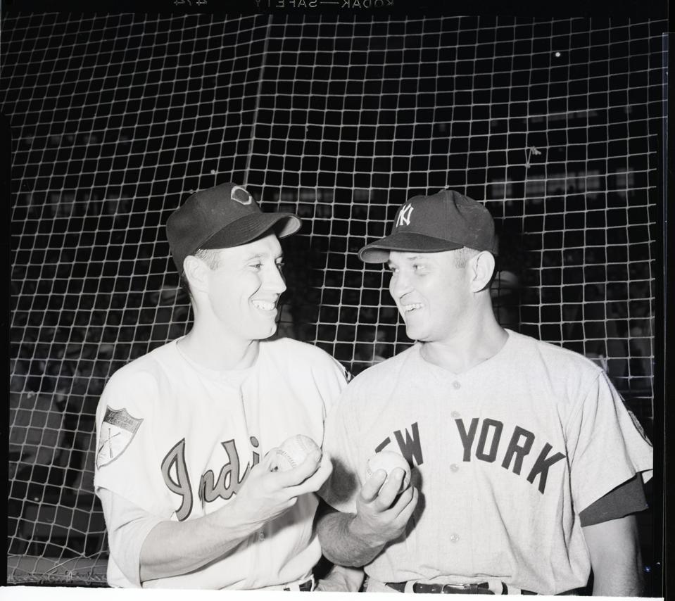 Bob Feller Posing W/Yankee Pitcher