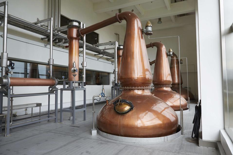 Whisky pot stills imported from Scotland are used in Kavalan...
