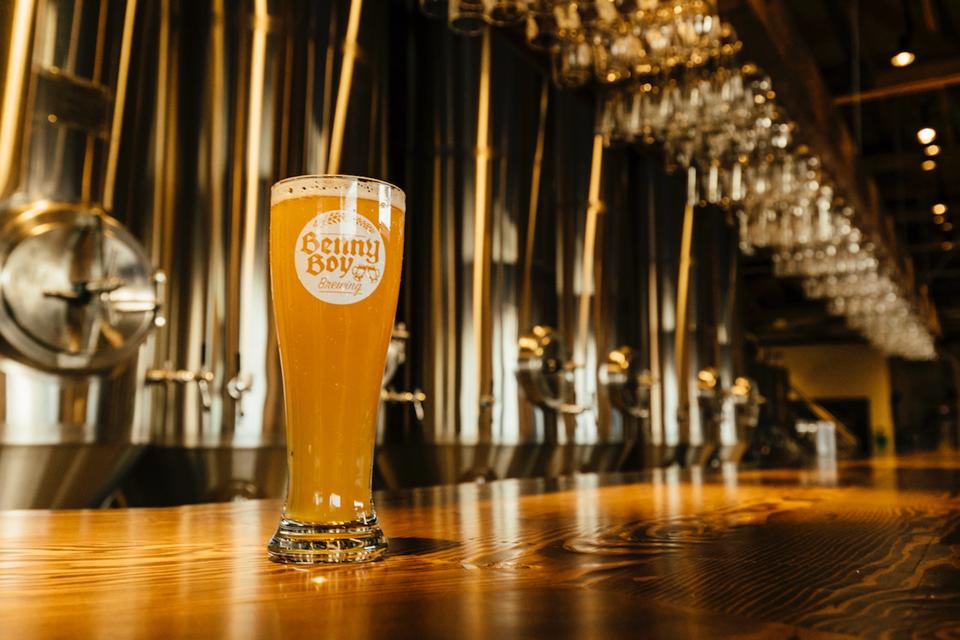 A fresh pint poured from the tank at Benny Boy Brewing in Los Angeles. 