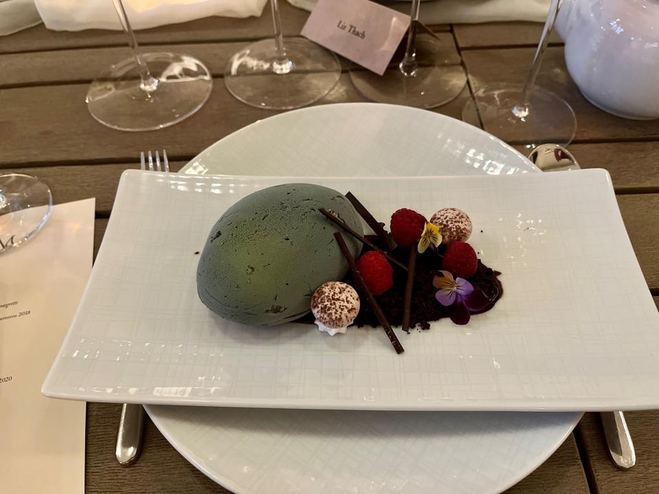 Valrhona Caramelia Fudge Dessert at Forum Restaurant, Meadowood Resort