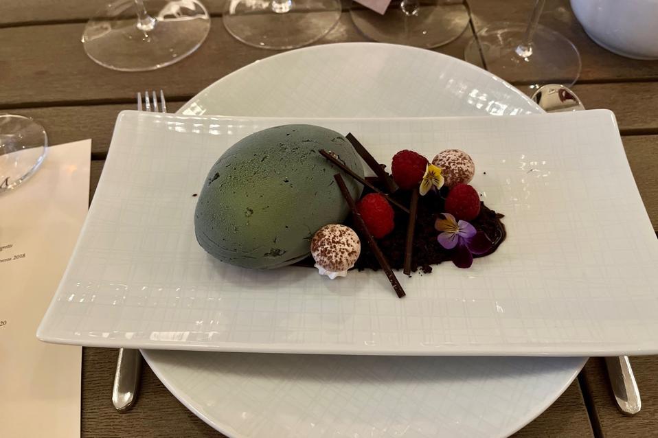 Valrhona Caramelia Fudge Dessert at Forum Restaurant, Meadowood Resort