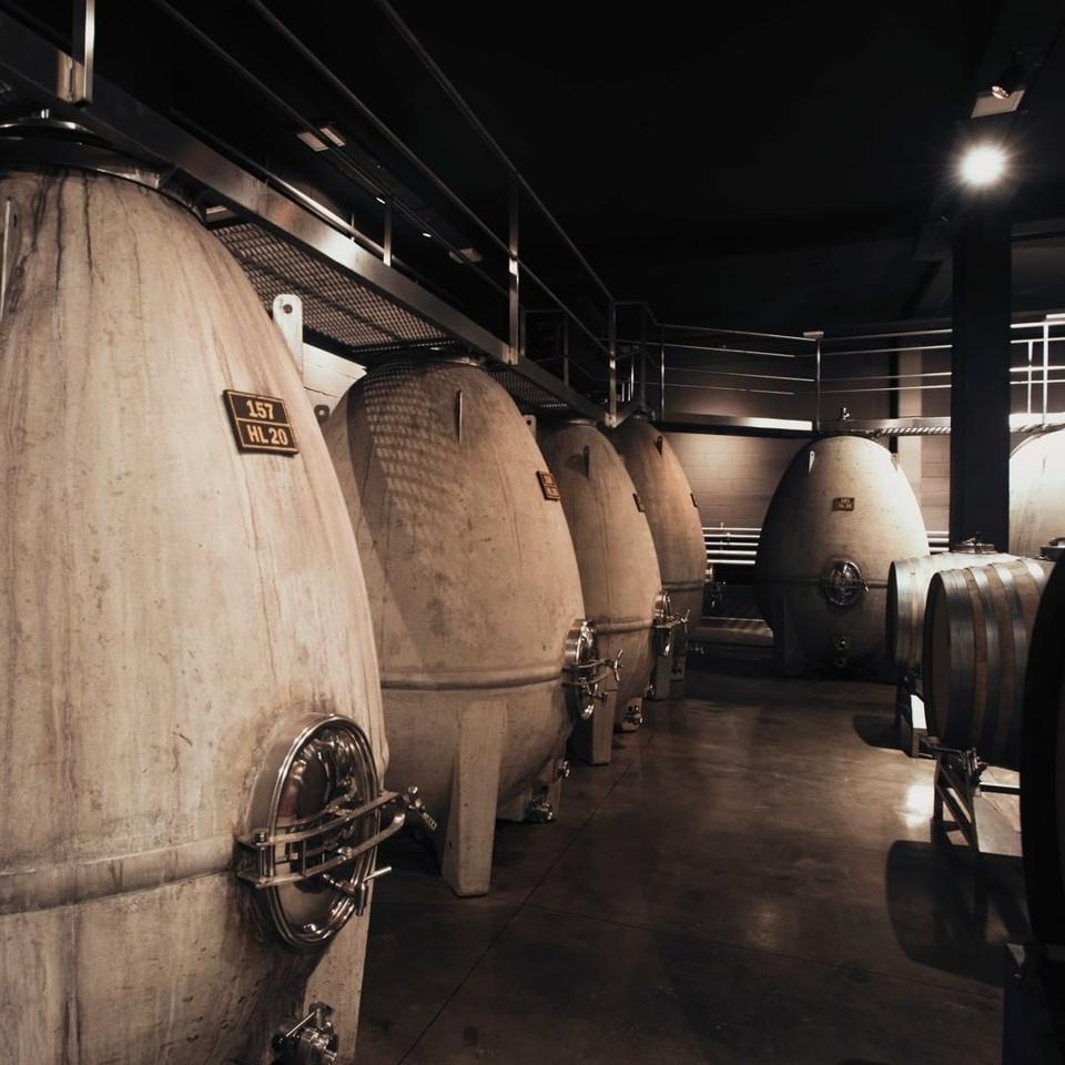 Concrete egg fermenters where the Sémillon is made that later is blended into the Susana Balbo 'Signature' White Blend