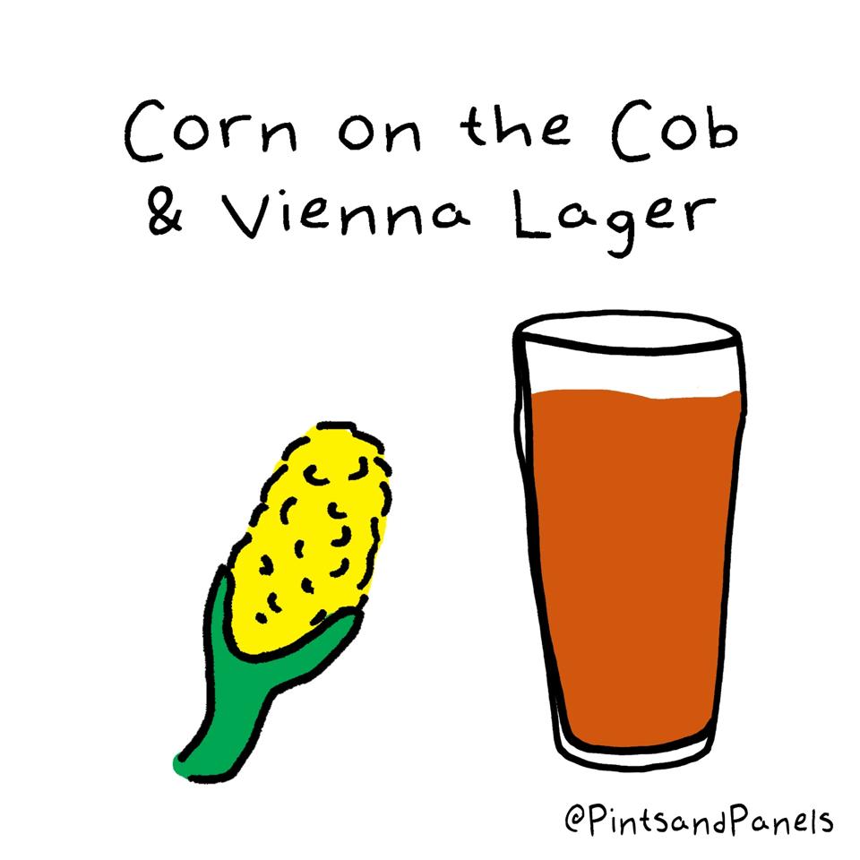 Corn on the cob and Vienna lager