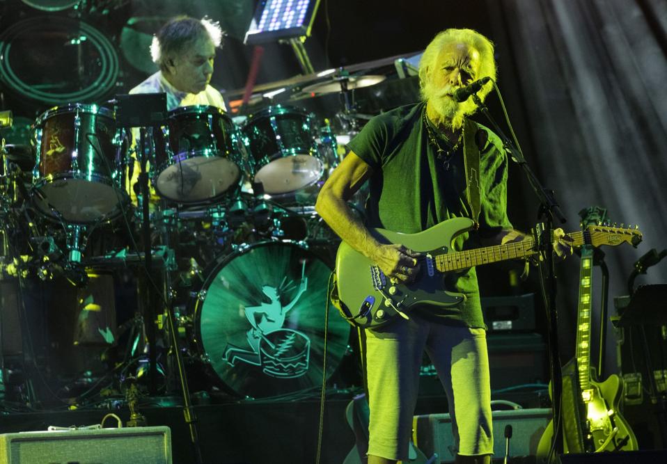 Mickey Hart (left) and Bob Weir (right) perform on stage with Dead & Company during 