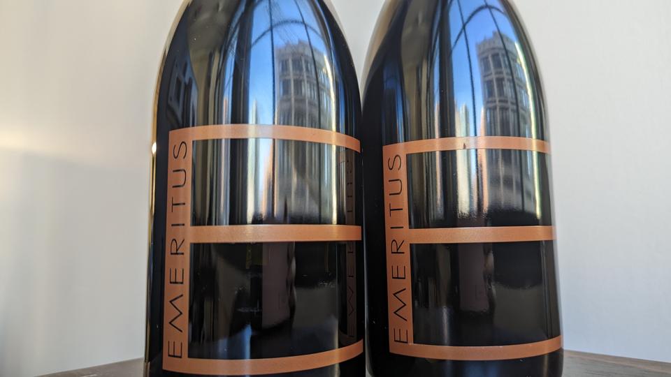 Other side of Emeritus Vineyards wines' labels