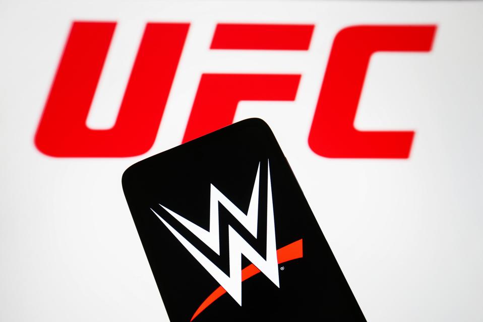 In this photo illustration, a World Wrestling Entertainment...