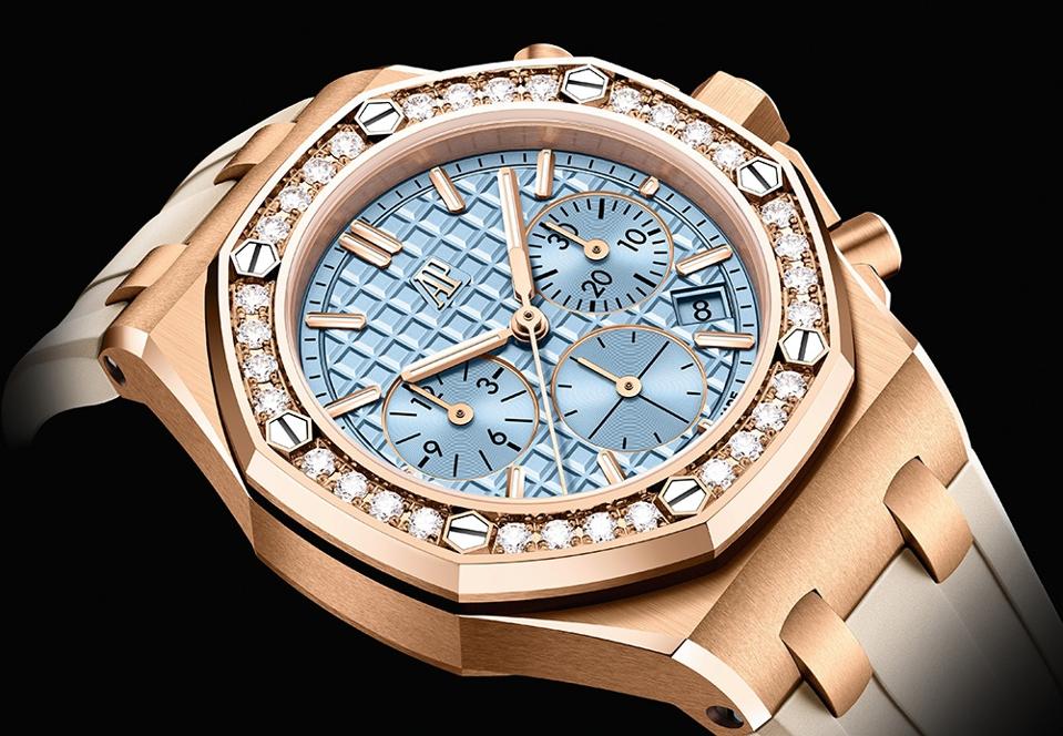 Audemars Piguet Royal Oak Offshore in 18k gold with diamond bezel.