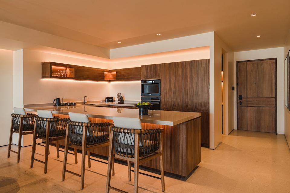 Spacious kitchen in one of the Nobu Residences Los Cabos