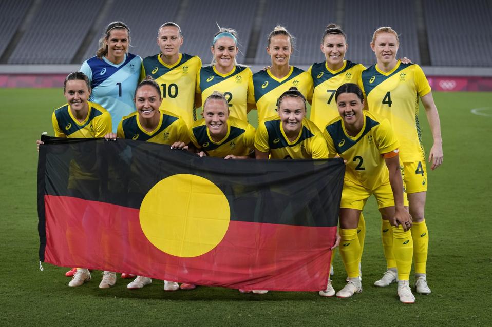 Australia Soccer WWCup First Nations Flags
