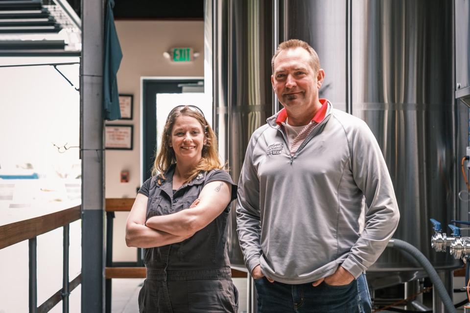 Mark Hellendrung (president) and Lee Lord (brewmaster) at Narragansett Beer.
