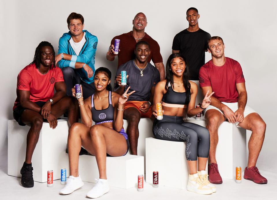 College athletes with Dwayne 