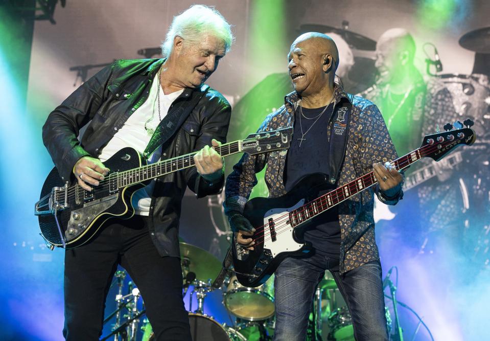 Tom Cochrane (left) and Jeff Jones (right) of Red Rider perform on day five at Festival d’été de Québec (FEQ). Monday, July 10, 2023 in Québec City, Canada (Photo by Barry Brecheisen)