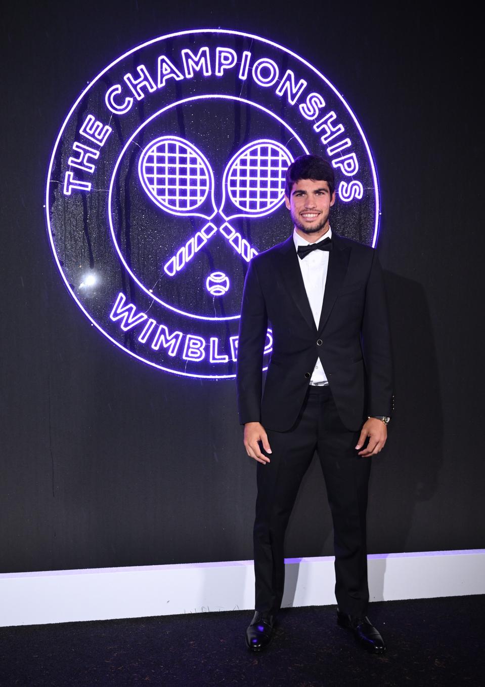 Carlos Alcaraz dresses up for the Wimbledon Tennis Champions Dinner.