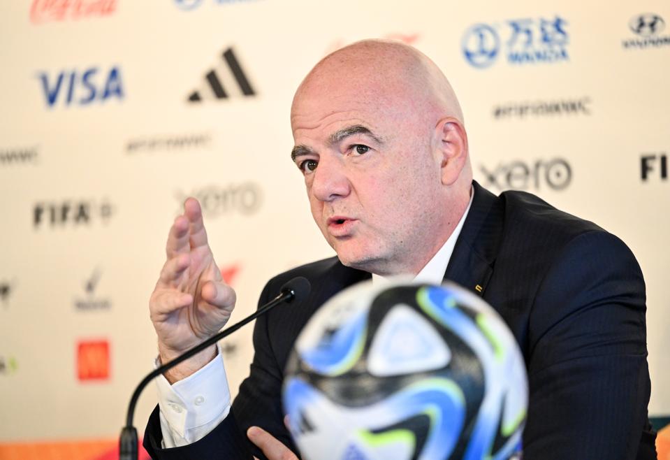 FIFA president Gianni Infantino in a Women's World Cup press conference.