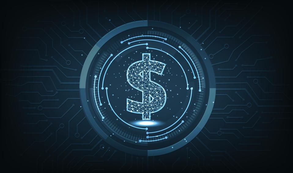 Digital dollar sign icon.