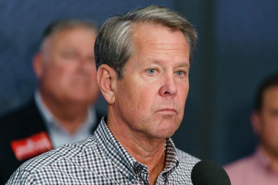 Georgia Governor Brian Kemp Holds A Press Conference In Atlanta