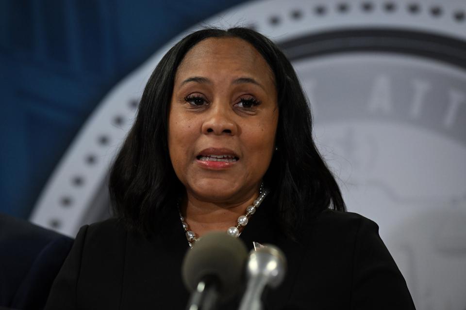Fulton County District Attorney Fani Willis Speaks During A News Conference in Atlanta, Georgia