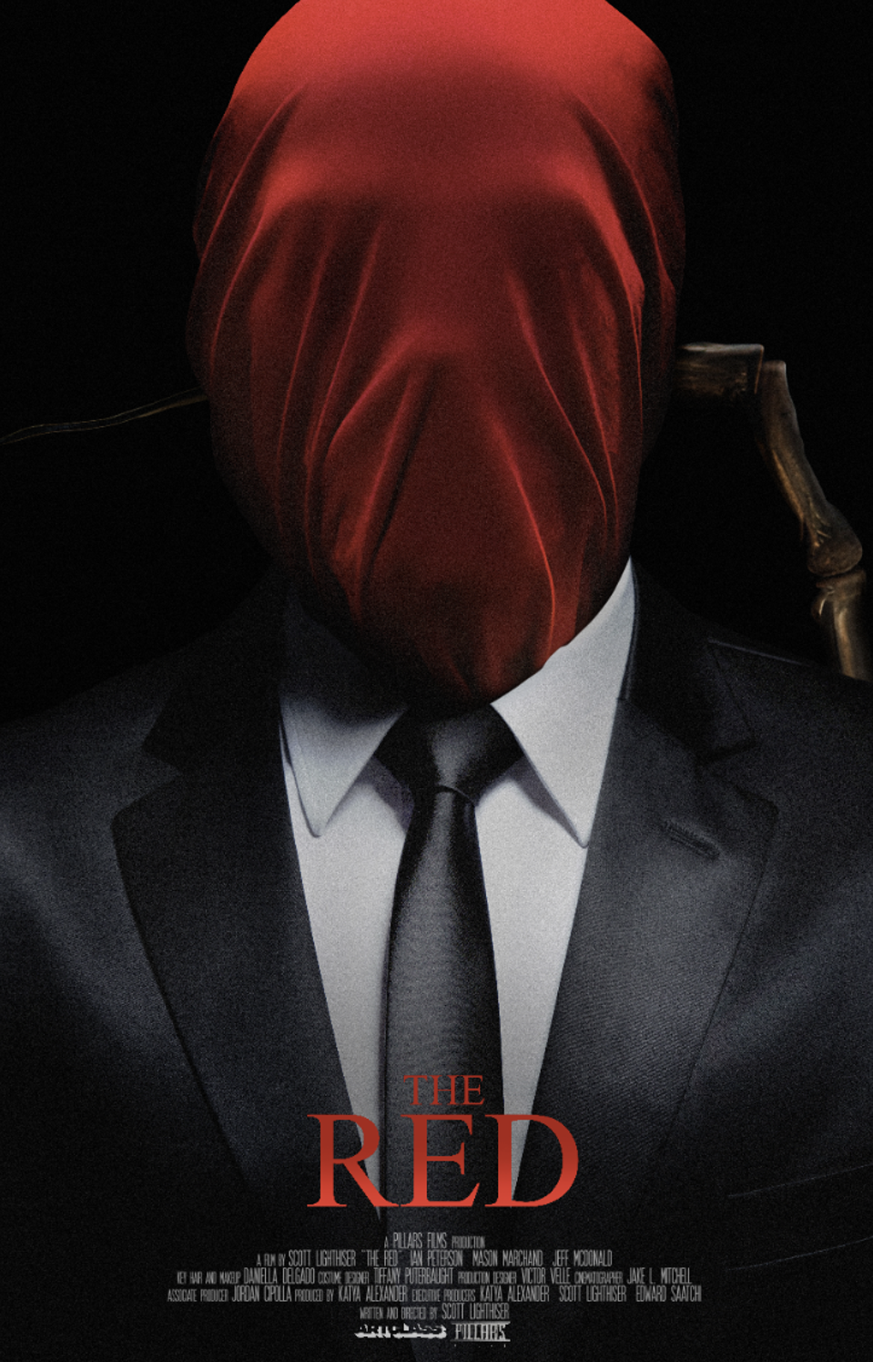 A poster for upcoming AI horror film, The Red, directed by Scott Lighthiser and produced by Katya Alexander. 