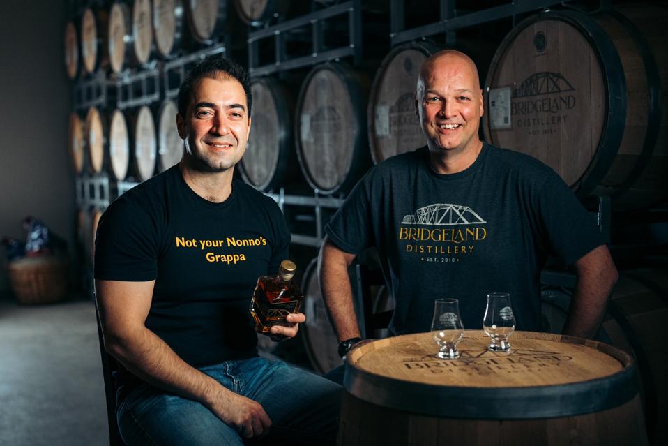 Daniel Plenzik and Jacques Tremblay, co-founders and distillers of Bridgeland Distillery.