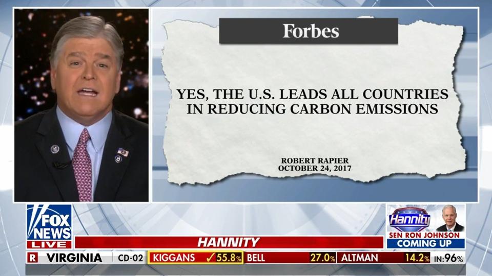 Carbon emissions quote on Hannity.