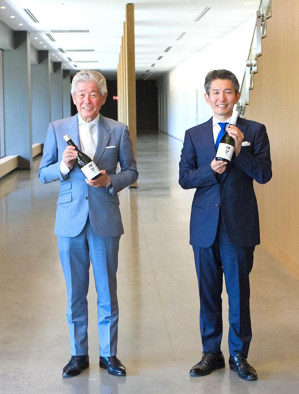 Dassai Blue’s maker Asahi Shuzo chairman Hiroshi Sakurai and president Kazuhiro Sakurai.