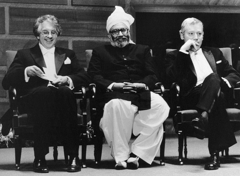 Sheldon Glashow with Abdus Salam and Steven Weinberg