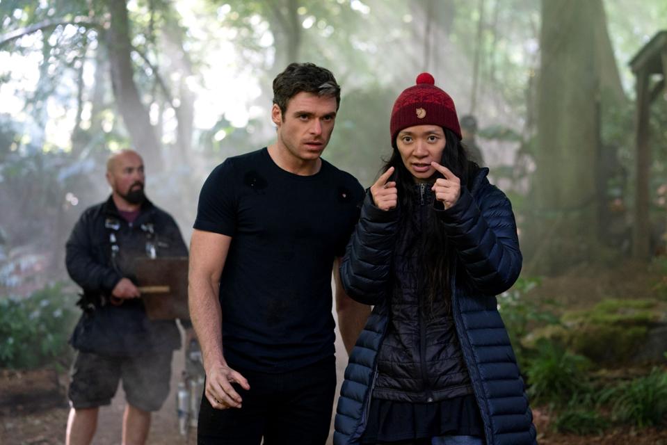 Chloé Zhao and Richard Madden filming in the UK