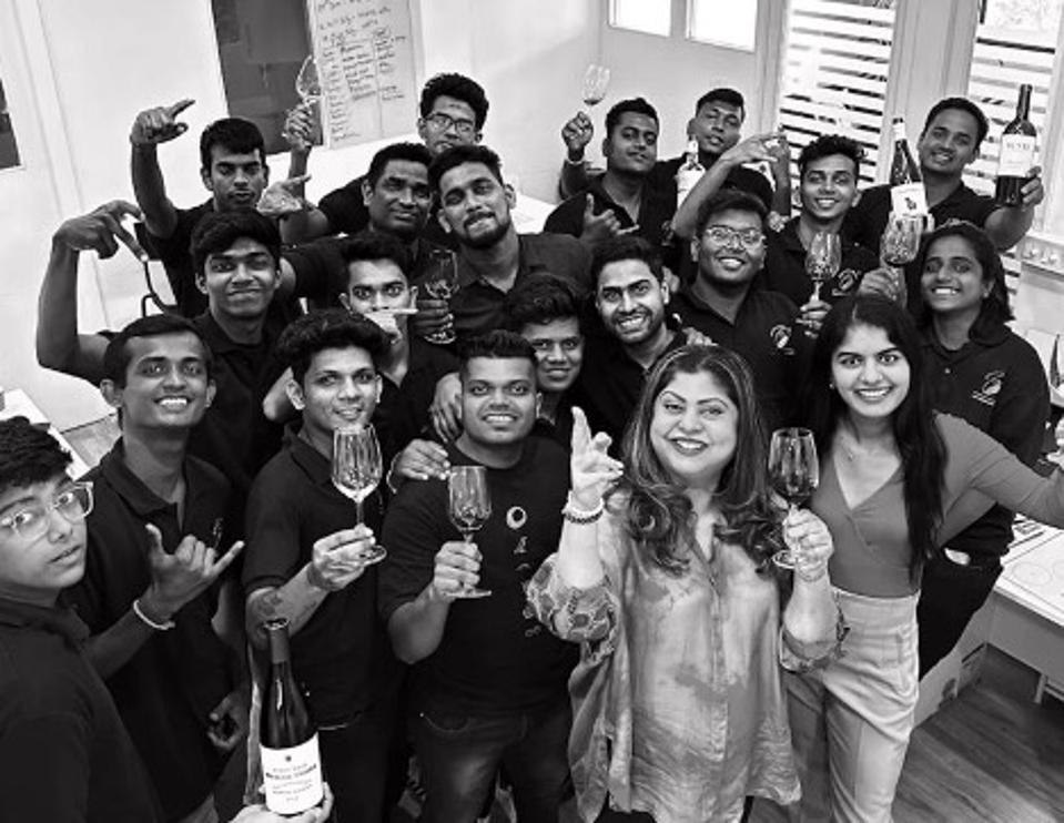 Sonal Holland, MW with some of her wine students in India.