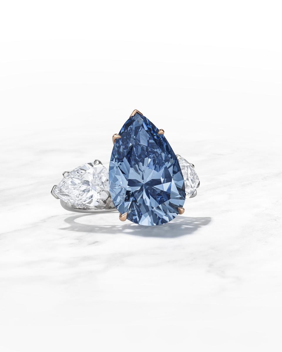The 17.61-carat “Bleu Royal,” blue diamond. Its estimate is $35 million - $50 million.