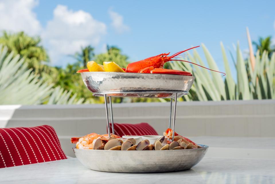 A seafood tower at Rao's Miami