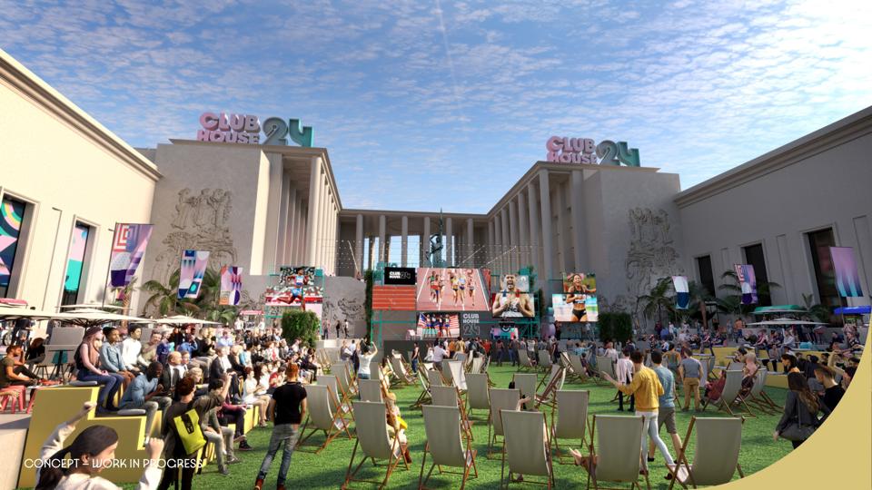A rendering of Clubhouse 24 at the Palais de Tokyo for the Paris 2024 Olympics