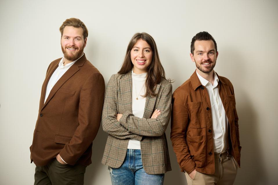Left to right, Tzvi Wiesel, CEO and co-founder of BAXUS, Carrie Carrington Kellar, CTO and co-founder of BAXUS, and Finian Sedgwick, VP of Sales and Marketing at BAXUS.