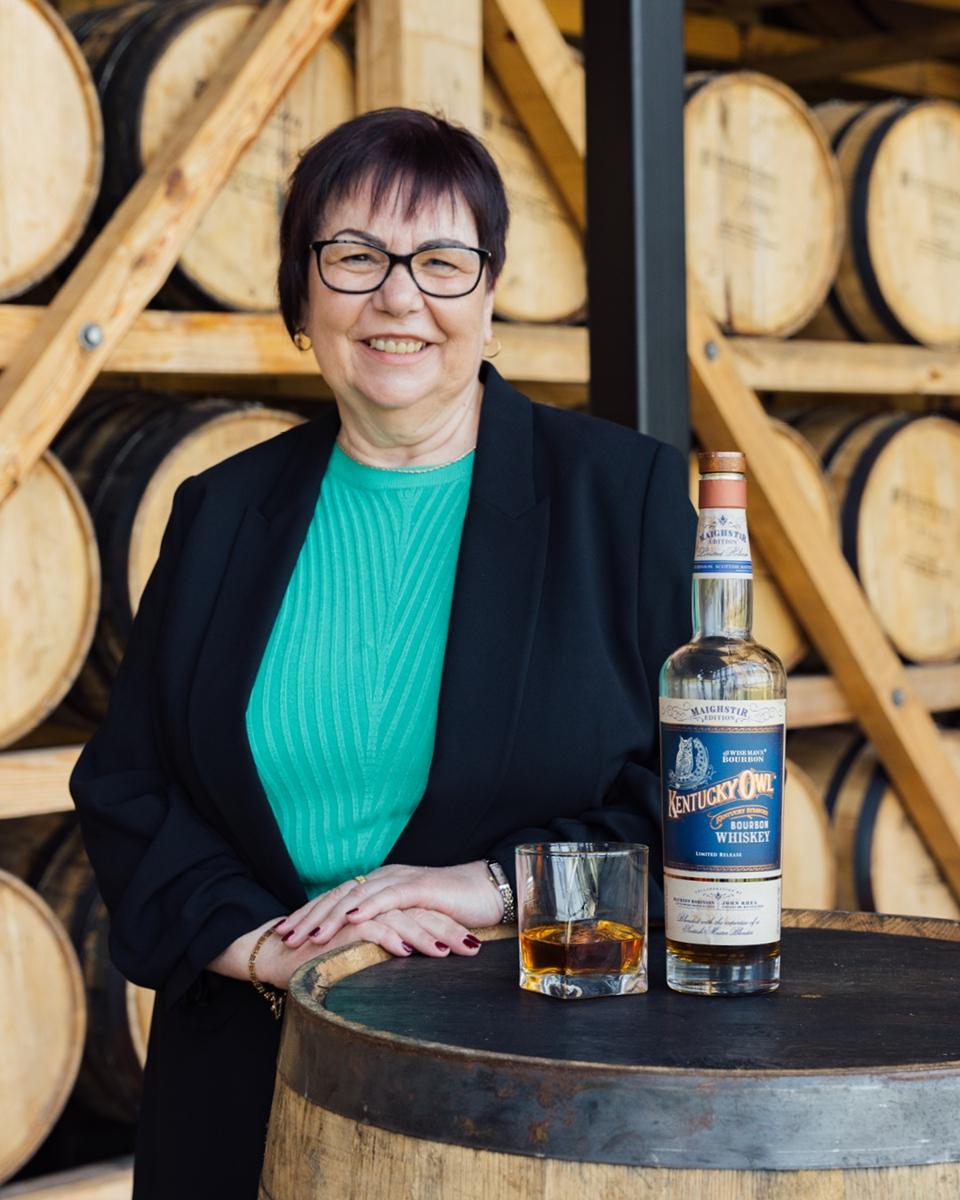 Master Blender Dr. Maureen Robinson with the Kentucky Owl Maighstir Edition.