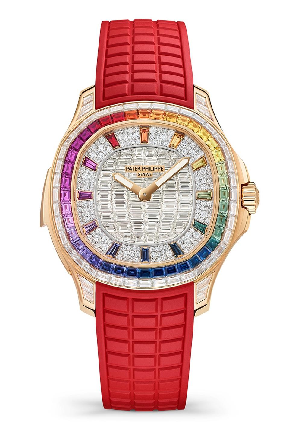 The strap version of the Aquanaut Luce “Rainbow” Minute Repeater Haute Joaillerie reference 5260/355R-001.