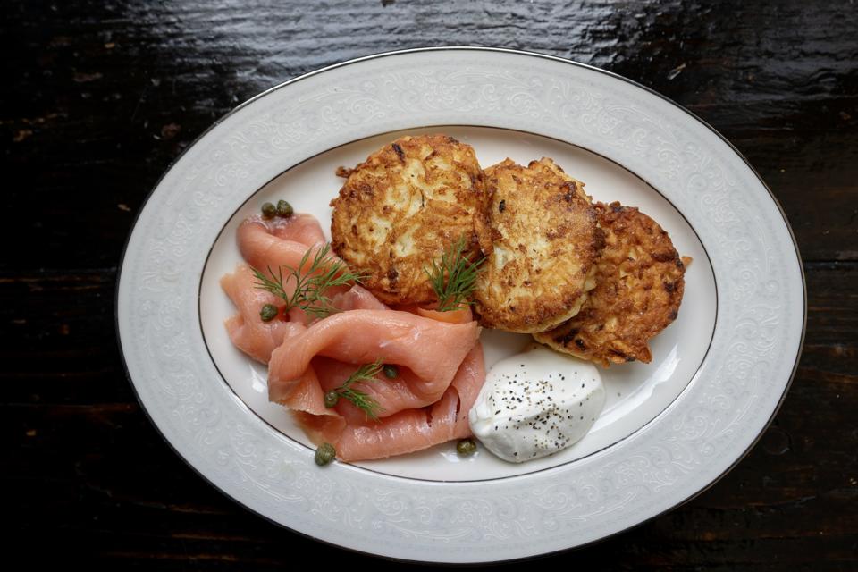 Latkes with salmon at 12 Chairs