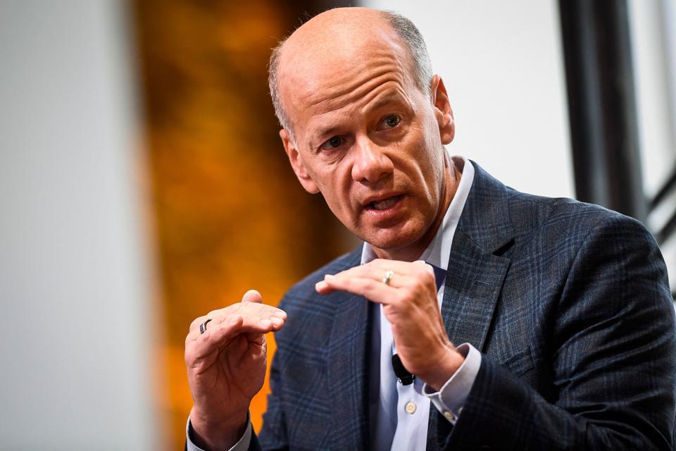Greg Becker, President and CEO of Silicon Valley Bank (SVB), speaks during the Milken Institute Global Conference on May 3, 2022 in Beverly Hills, California. (Photo by Patrick T. Fallon / AFP)